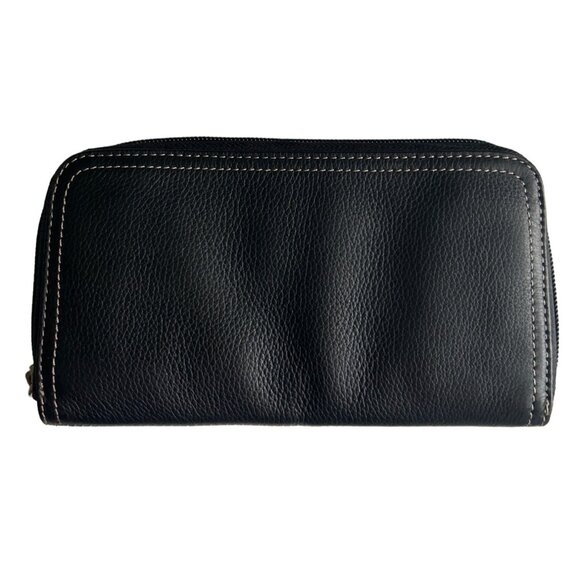 Clarks Dark Brown Leather Wallet With Zip Closure & Multiple Compartments - Picture 2 of 9